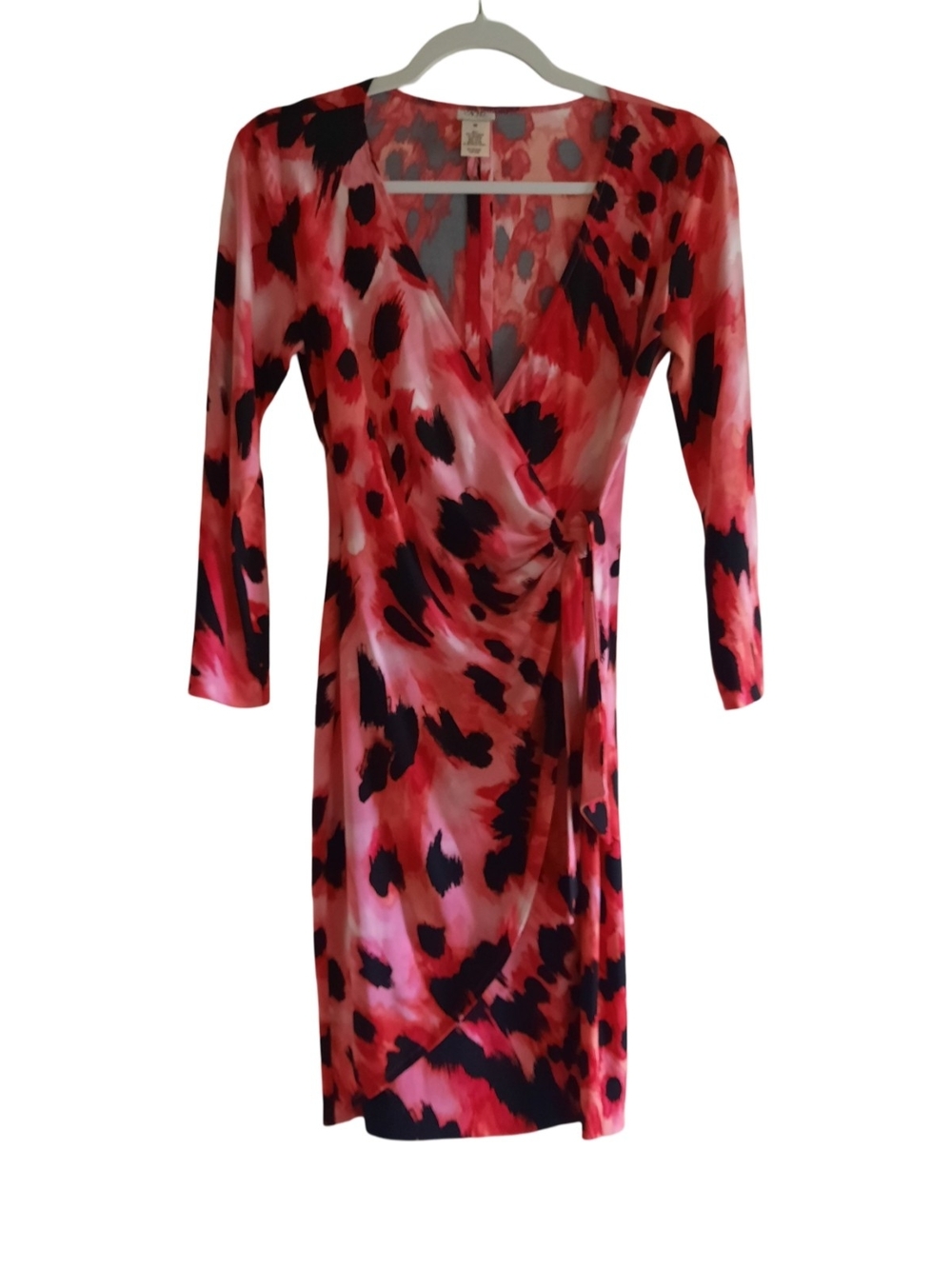 Cache Pink & Black Abstract Wrap Dress